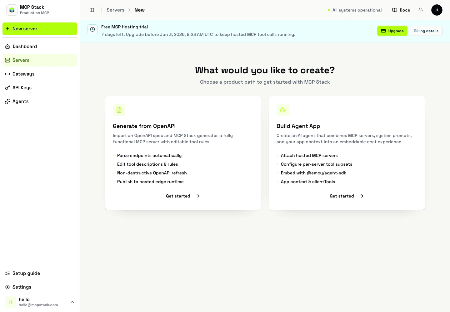 MCP Stack create path chooser